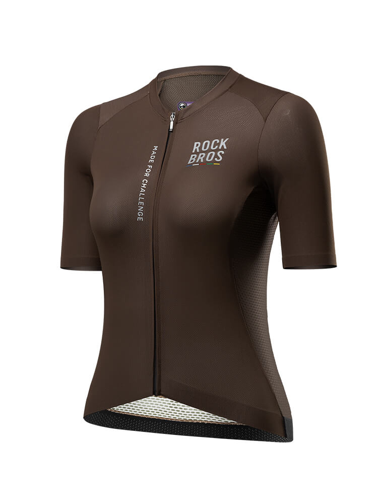 ROCKBROS women's quick-drying short-sleeve cycling jersey for road biking
#Color_Dark Brown