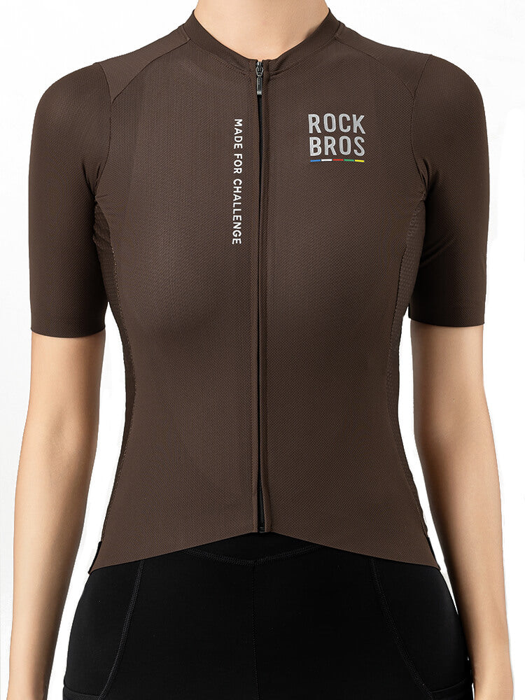 ROCKBROS women's quick-drying short-sleeve cycling jersey for road biking
#Color_Dark Brown