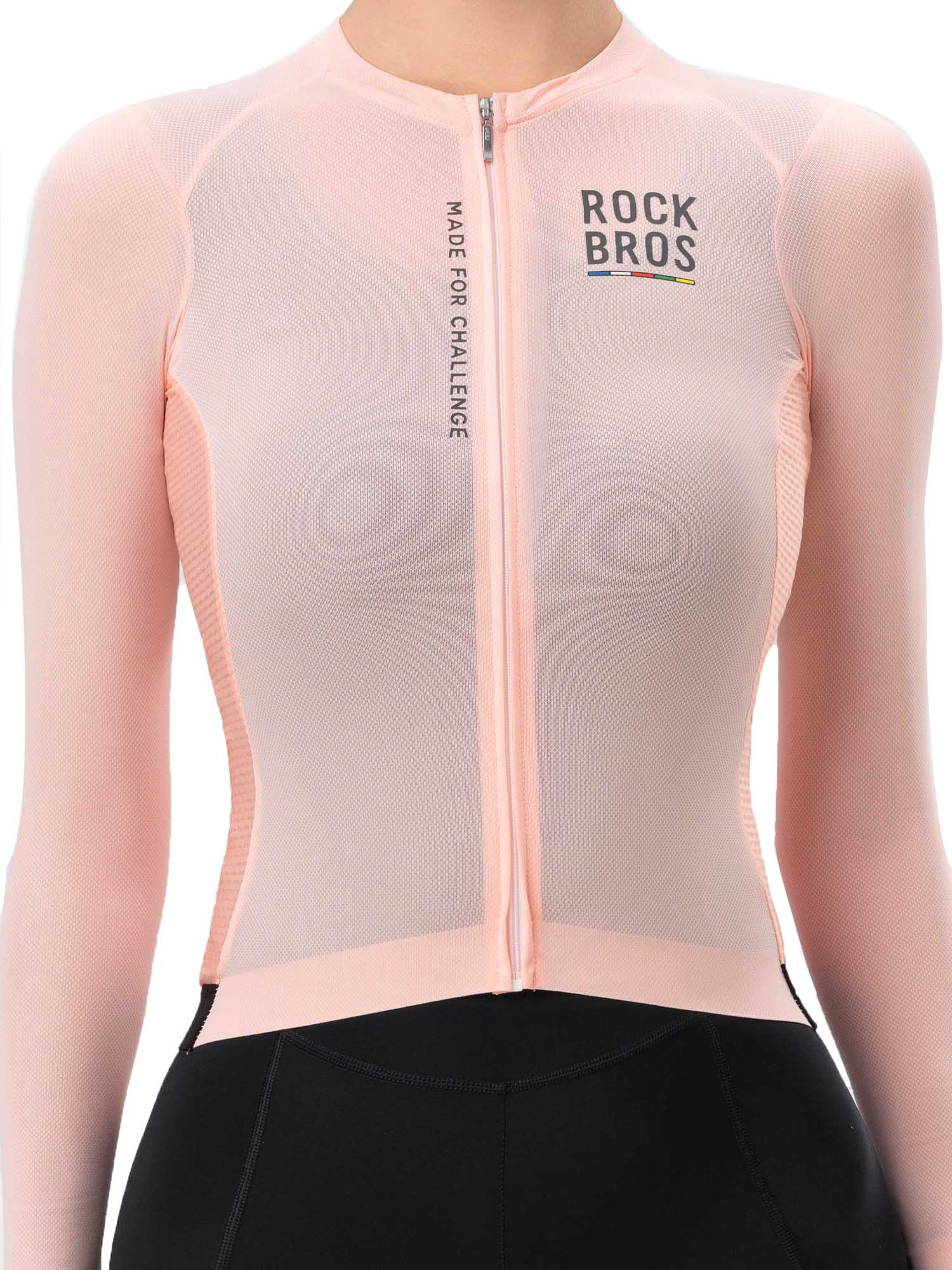 ROCKBROS women's quick-drying long-sleeve cycling jersey with rear pockets and reflective details