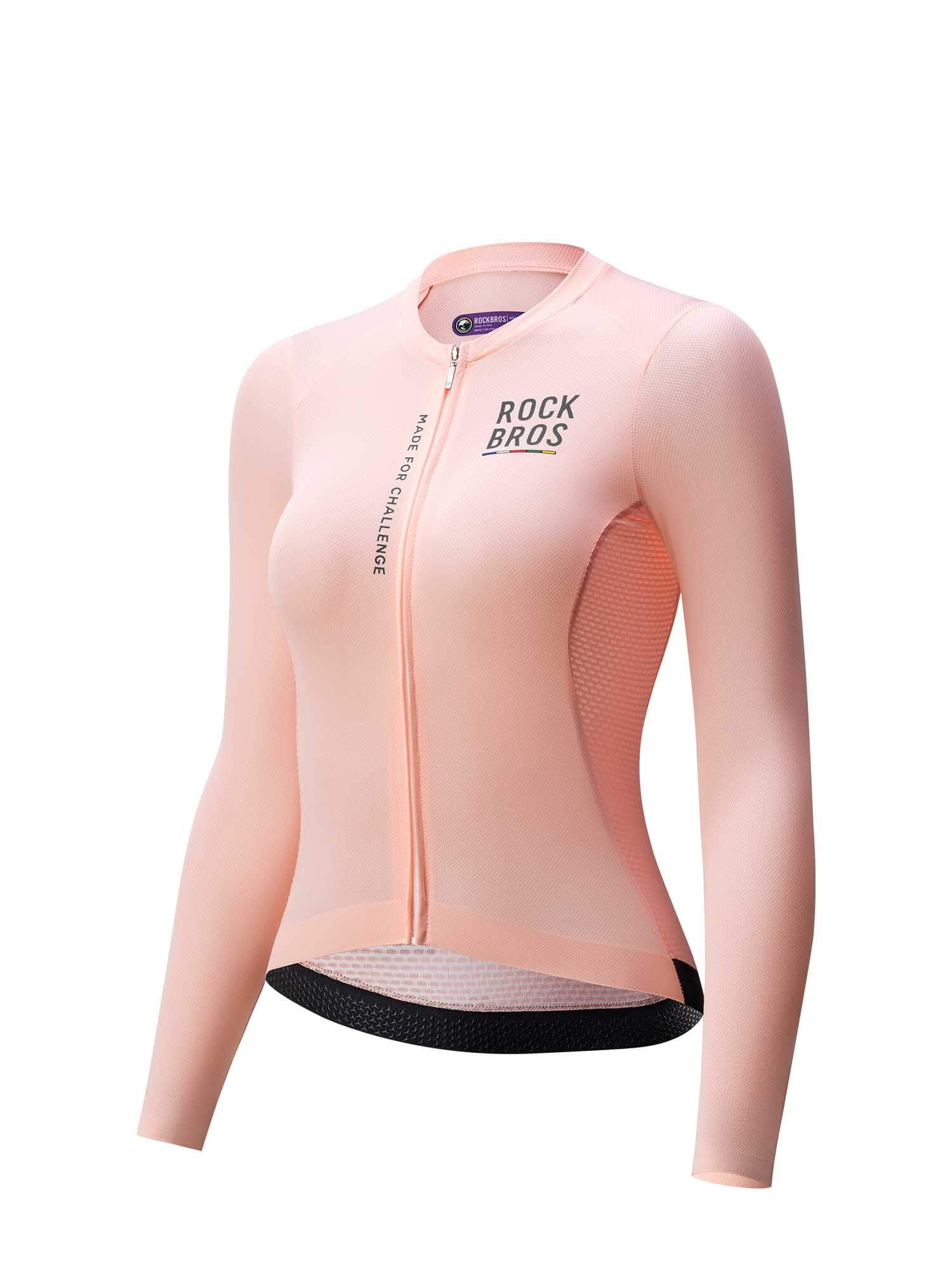 ROCKBROS women's quick-drying long-sleeve cycling jersey with rear pockets and reflective details