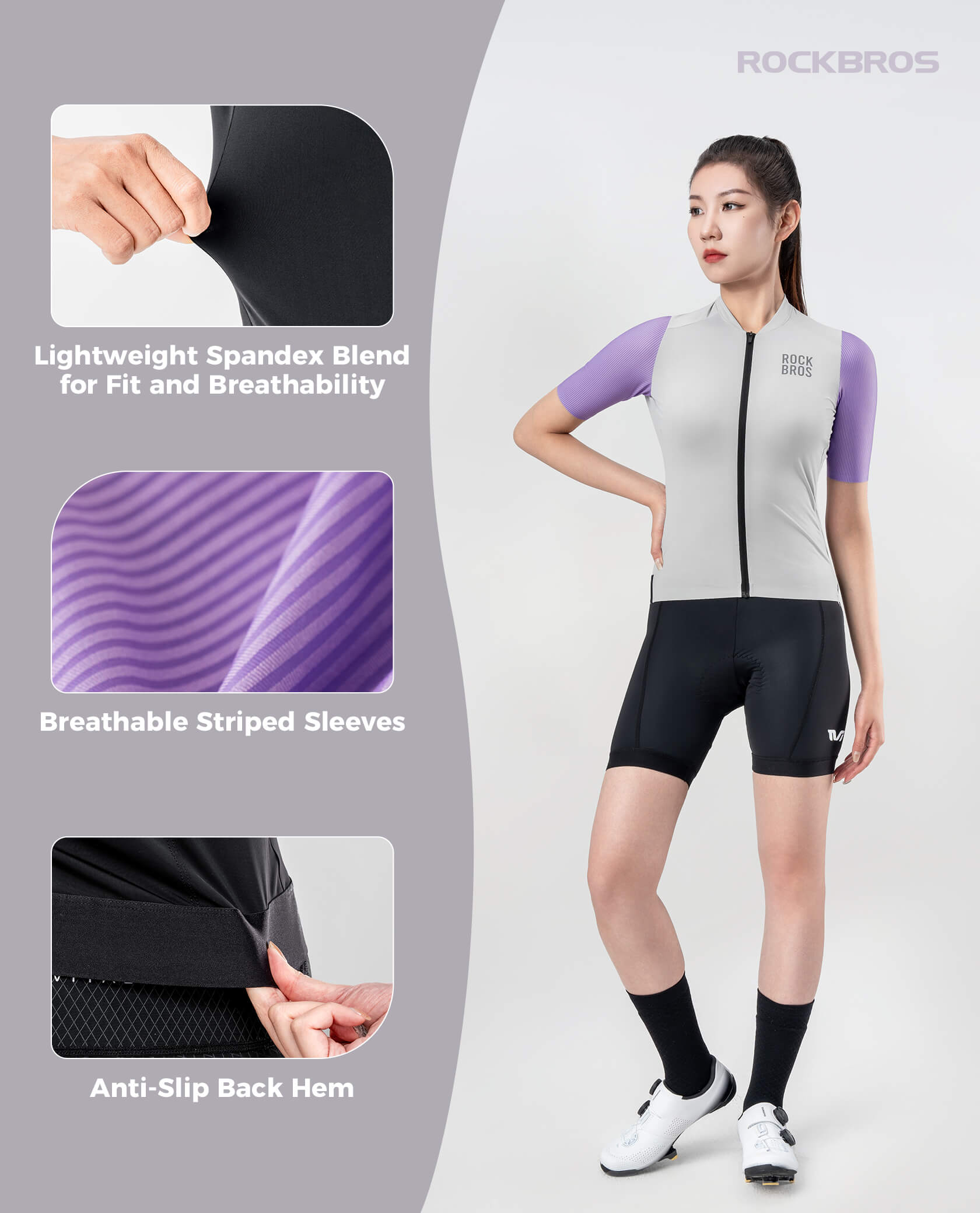 ROCKBROS women's summer cycling jersey with breathable fabric