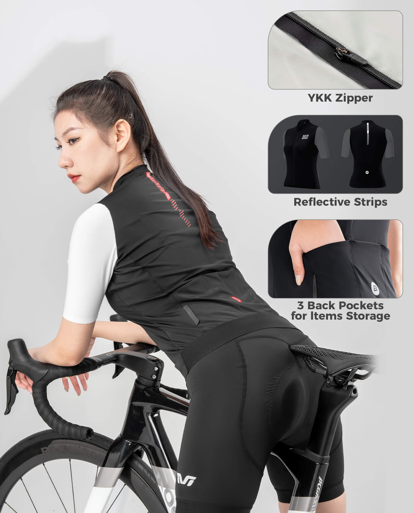 ROCKBROS women's summer cycling jersey with breathable fabric
