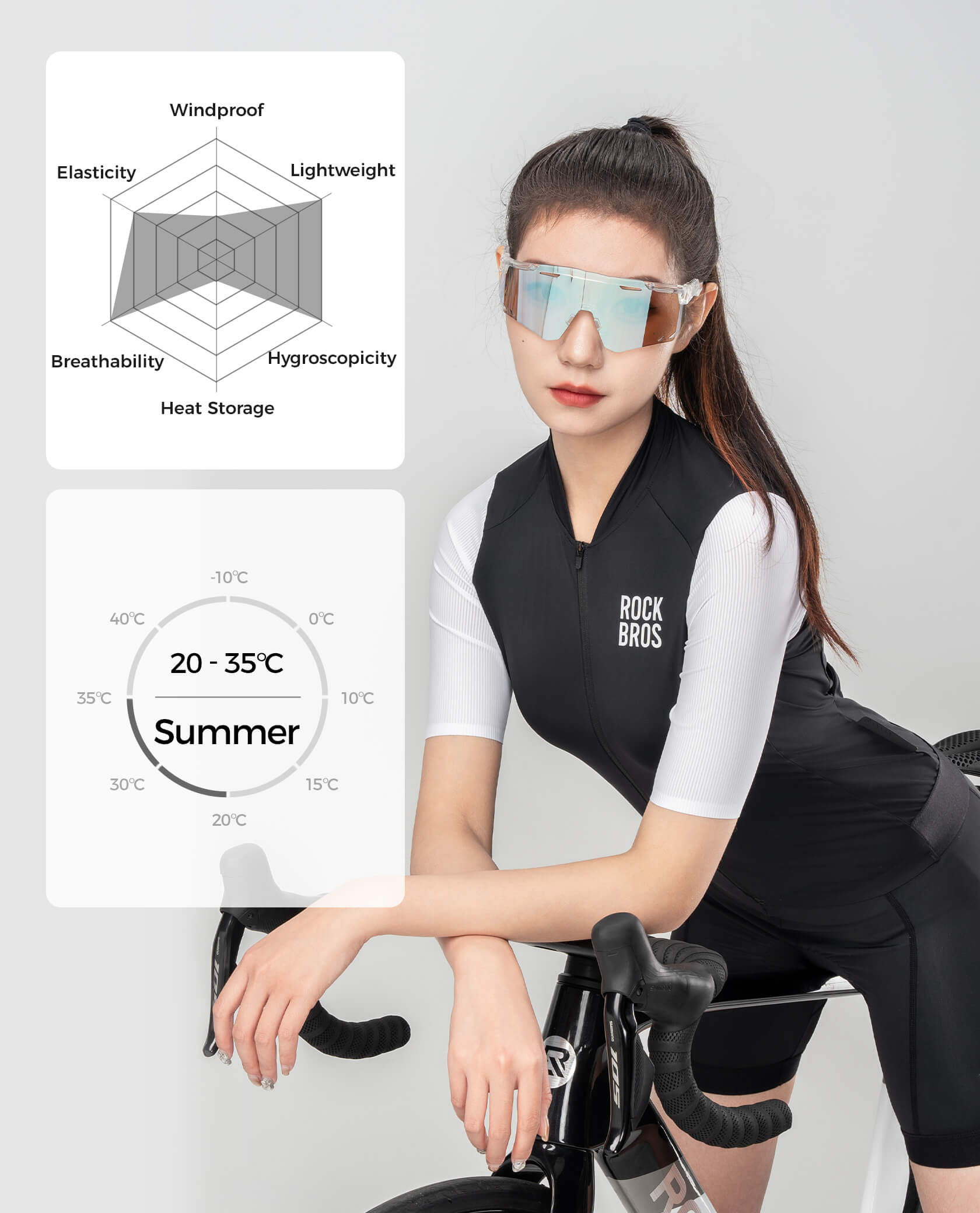 ROCKBROS women's summer cycling jersey with breathable fabric
