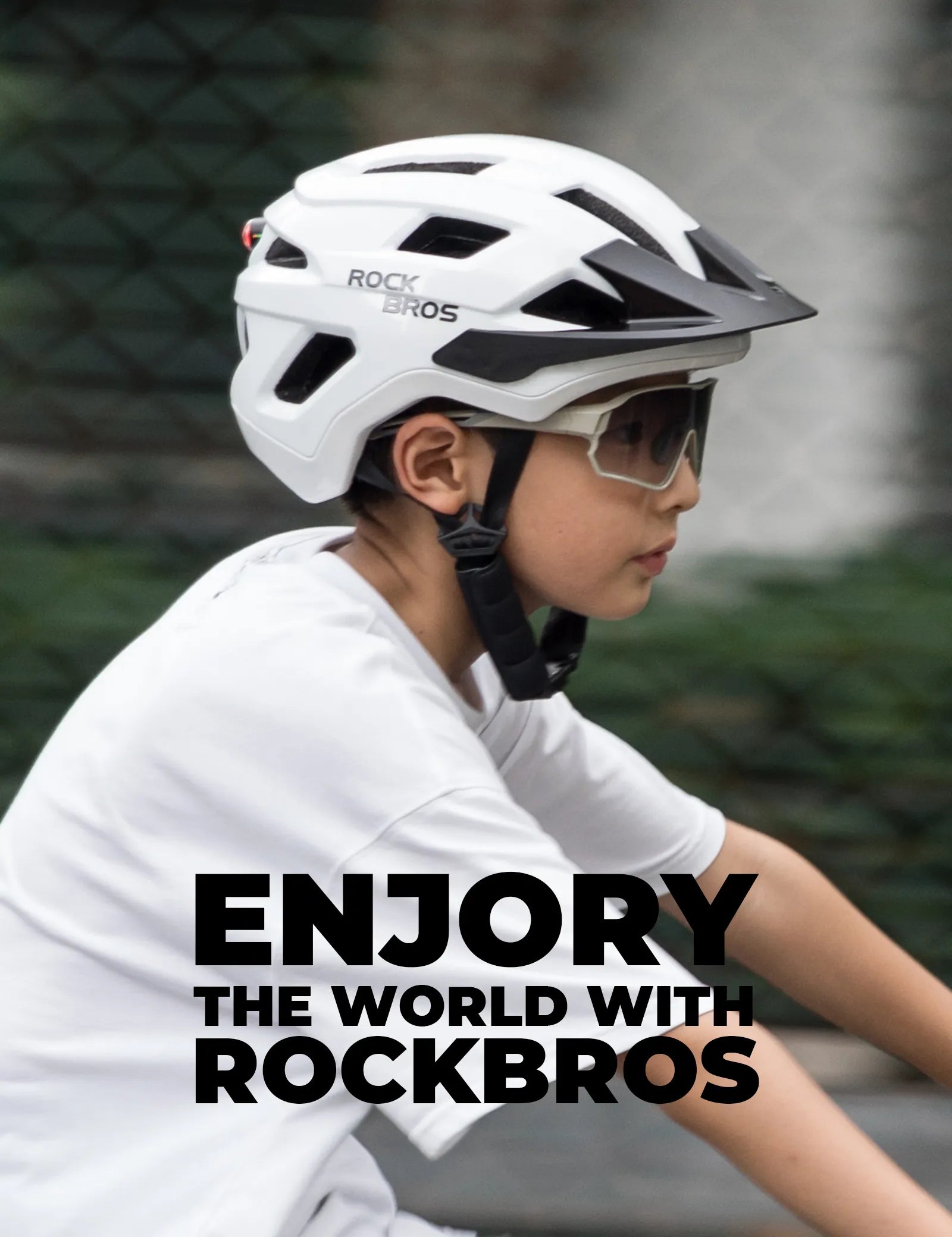 ROCKBROS youth cycling helmet with high coverage rear protection and magnetic rear light mount for safer riding