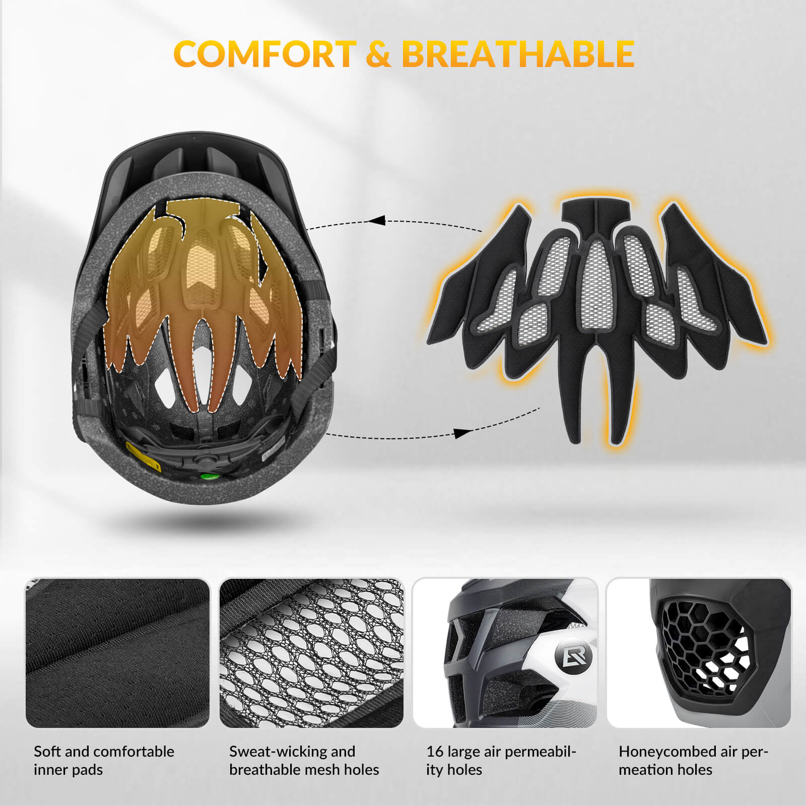 Youth full face helmet with ventilation design by ROCKBROS
#Color_White