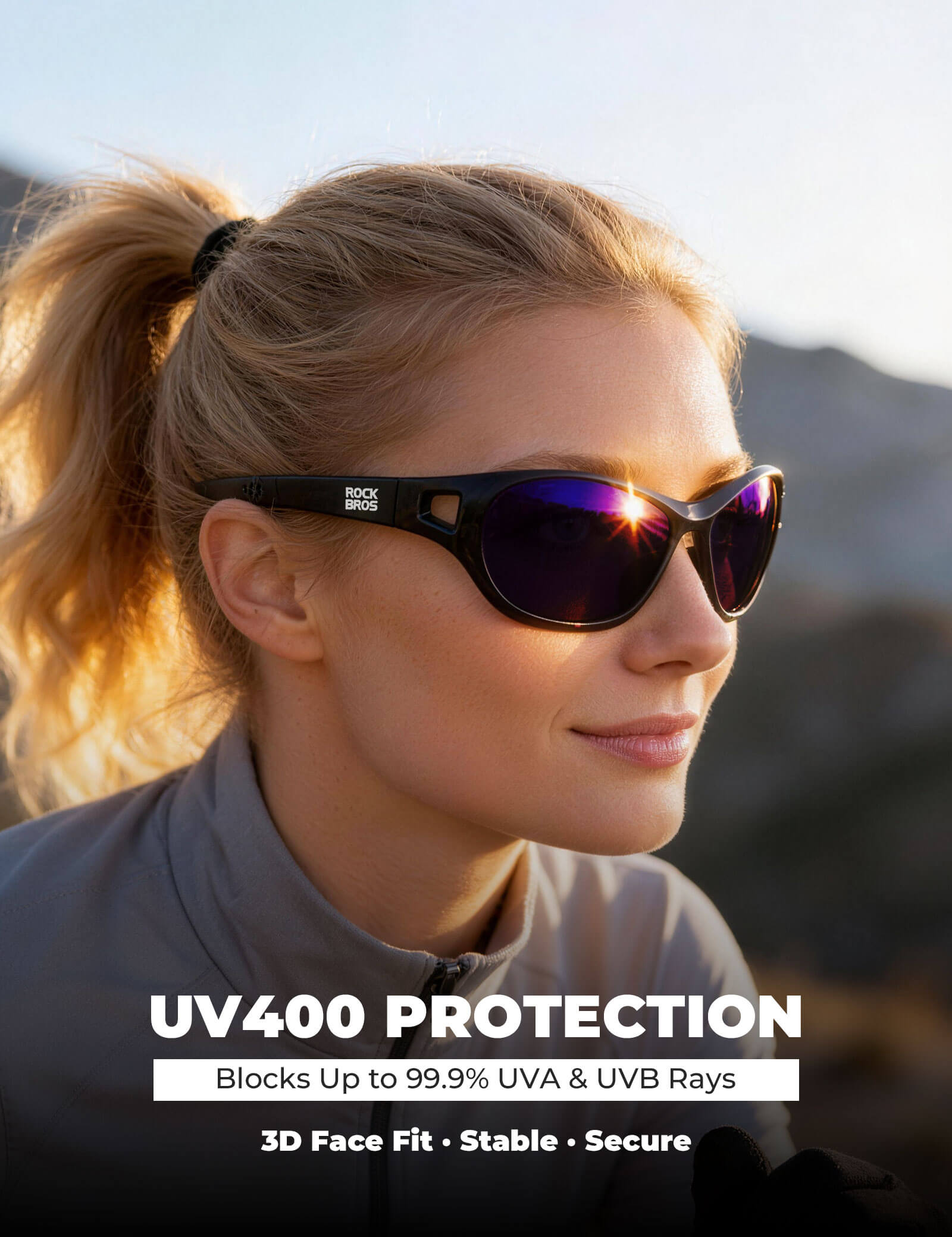 ROCKBROS SP394 outdoor polarized sunglasses with UV400 protection for cycling and outdoor activities
#Color_Black