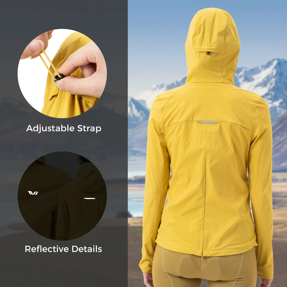 TVI women’s lightweight hooded cycling jacket
#Color_Yellow