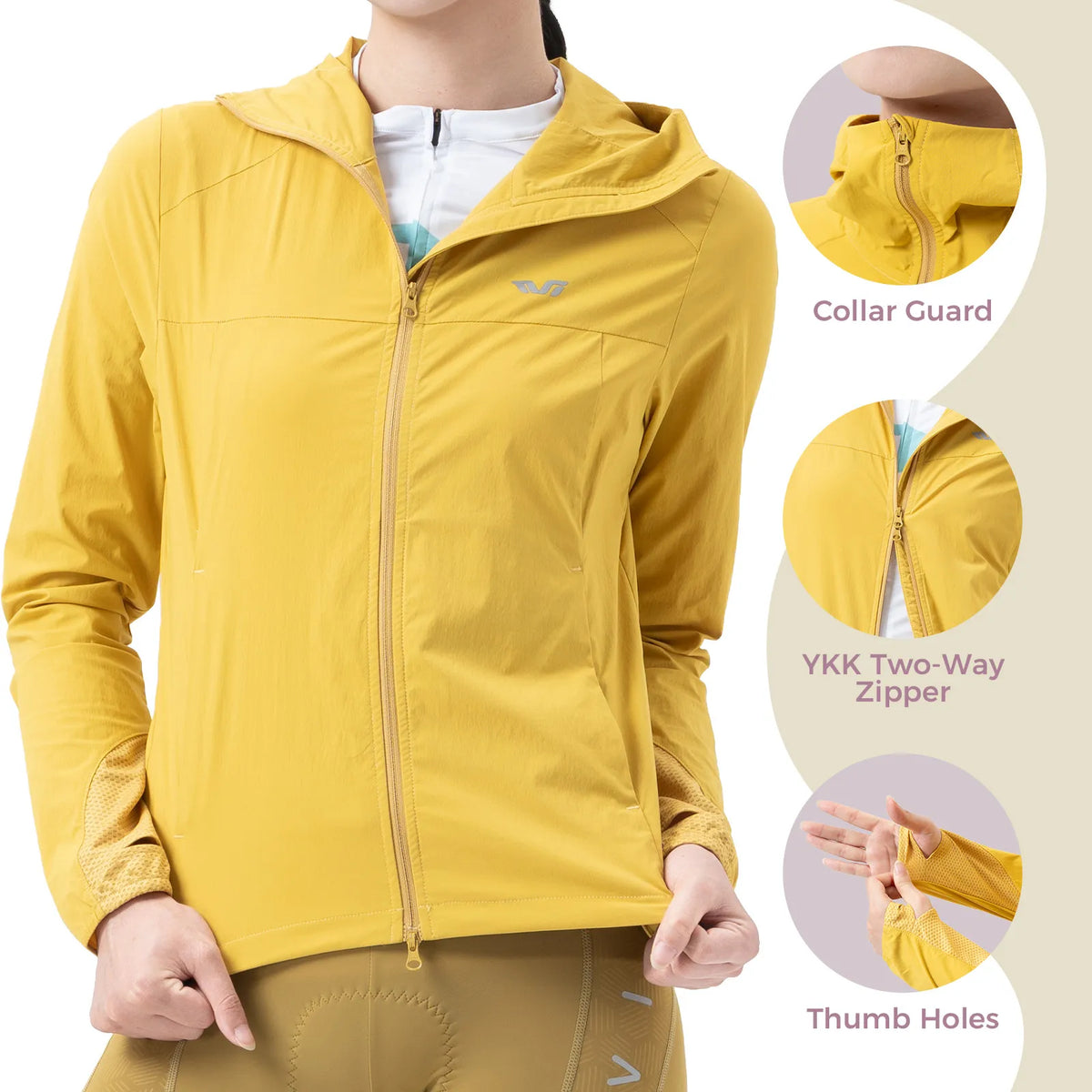 TVI women’s lightweight hooded cycling jacket
#Color_Yellow