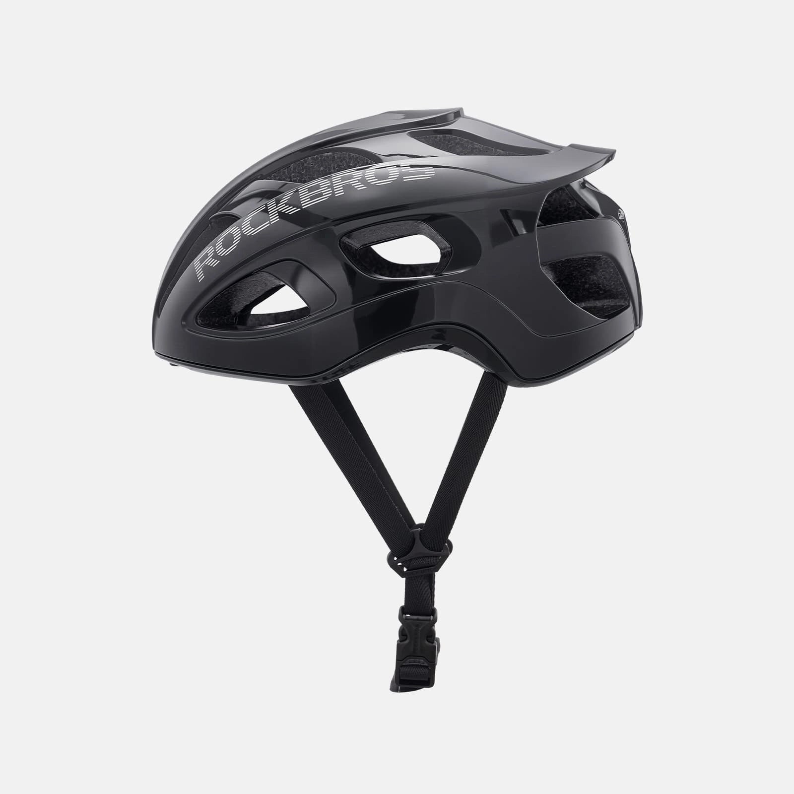 Ultralight 240g cycling helmet with 20-vent cooling and in-mold PC+EPS protection by ROCKBROS
#Color_Glossy Black