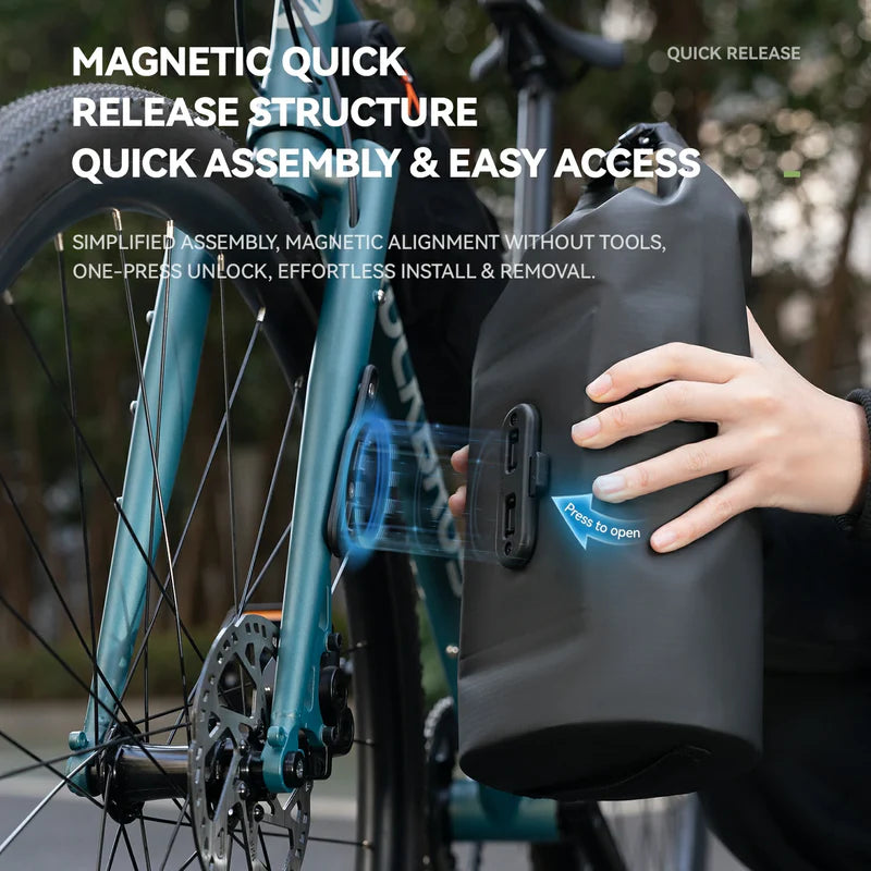 IPX6 waterproof roll-top bike fork bag for bikepacking